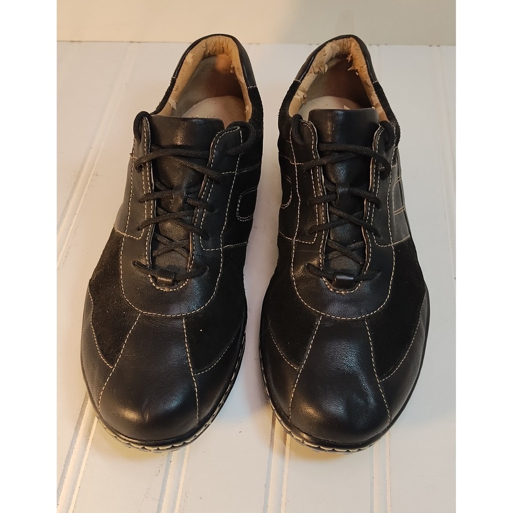 Bass Tern 4272-001 Womens Black Leather Lace Up Walking Shoes 7M Granola Granny